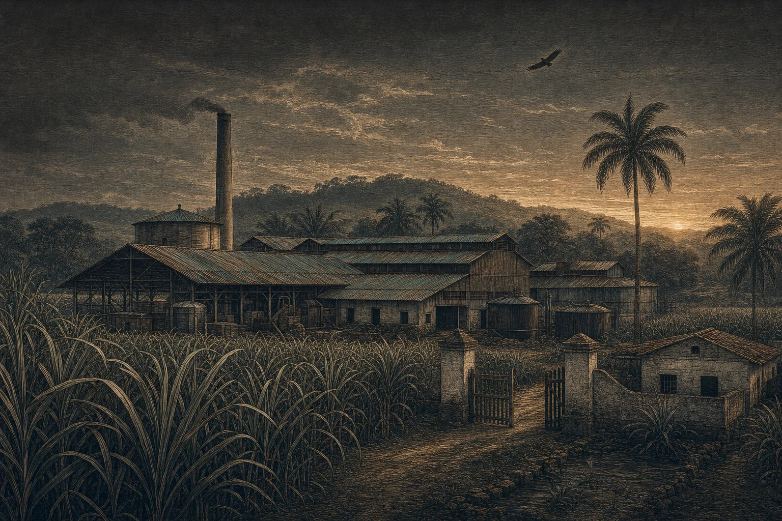 Artist's interpretation of Hacienda San Isidro in Pesé, Herrera